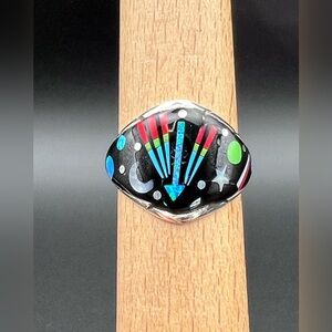 Native American Zuni Galaxy Micro Inlay Ring